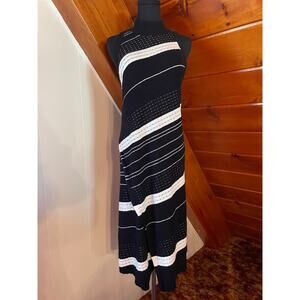 Anthropologie Midi Knit Dress Wrap Style Mock Neck Striped Sweater Dress sz M